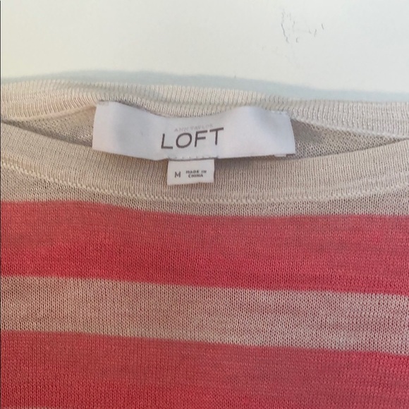 Loft beige and pink striped lightweight sweater- M - Picture 3 of 4